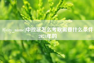济宁中控证怎么考取需要什么条件2024年的